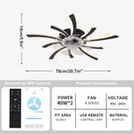 ventilateur led moderne noir blanc rayures horizontales télécommande intérieur lumière aération