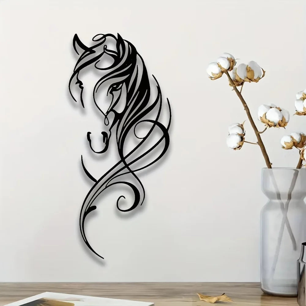 sticker mural cheval stylisé graphique moderne adhésif noir opaque décoration mur chambre salon erotique
