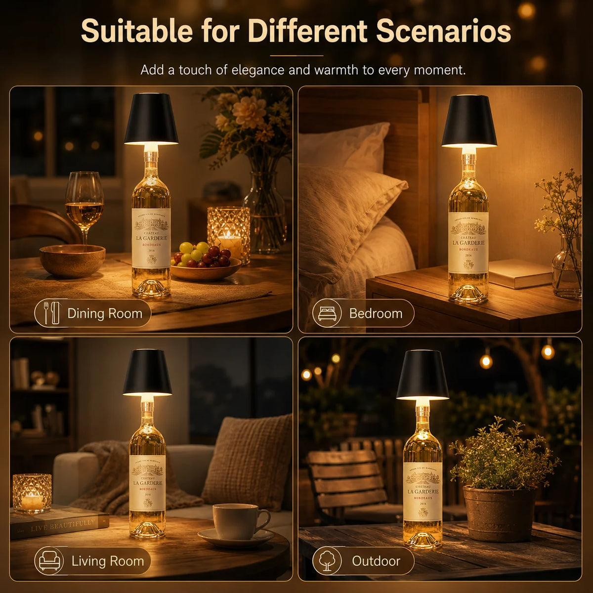 lampe led rechargeable rgb portable veilleuse moderne élégante noir transparent tactile