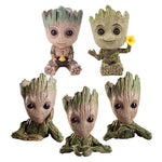 cache pot créatif marron vert texture bois personnage groot fleur intérieur décoration maison artisanat