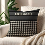 coussin carré moderne imprimé tartan noir blanc 45x45cm polyester amovible