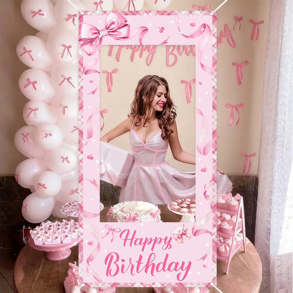 cadre photo rose rubans coeurs happy birthday clips occasion anniversaire saint valentin fête mères
