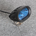 projecteur led ovale noir bleu lumière industrielle utilitaire fentes refroidissement support métallique serre joint