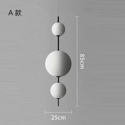 suspension lumineuse moderne sphères blanches brillantes minimaliste 80cm 85cm 103cm