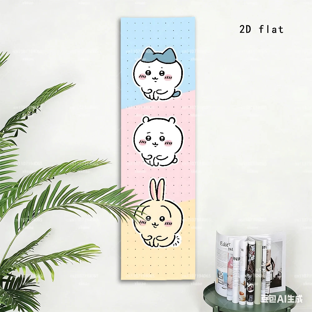 tapisserie murale dessins animés chats lapins bleu rose jaune mignon décoration intérieure 150x40cm polyestère