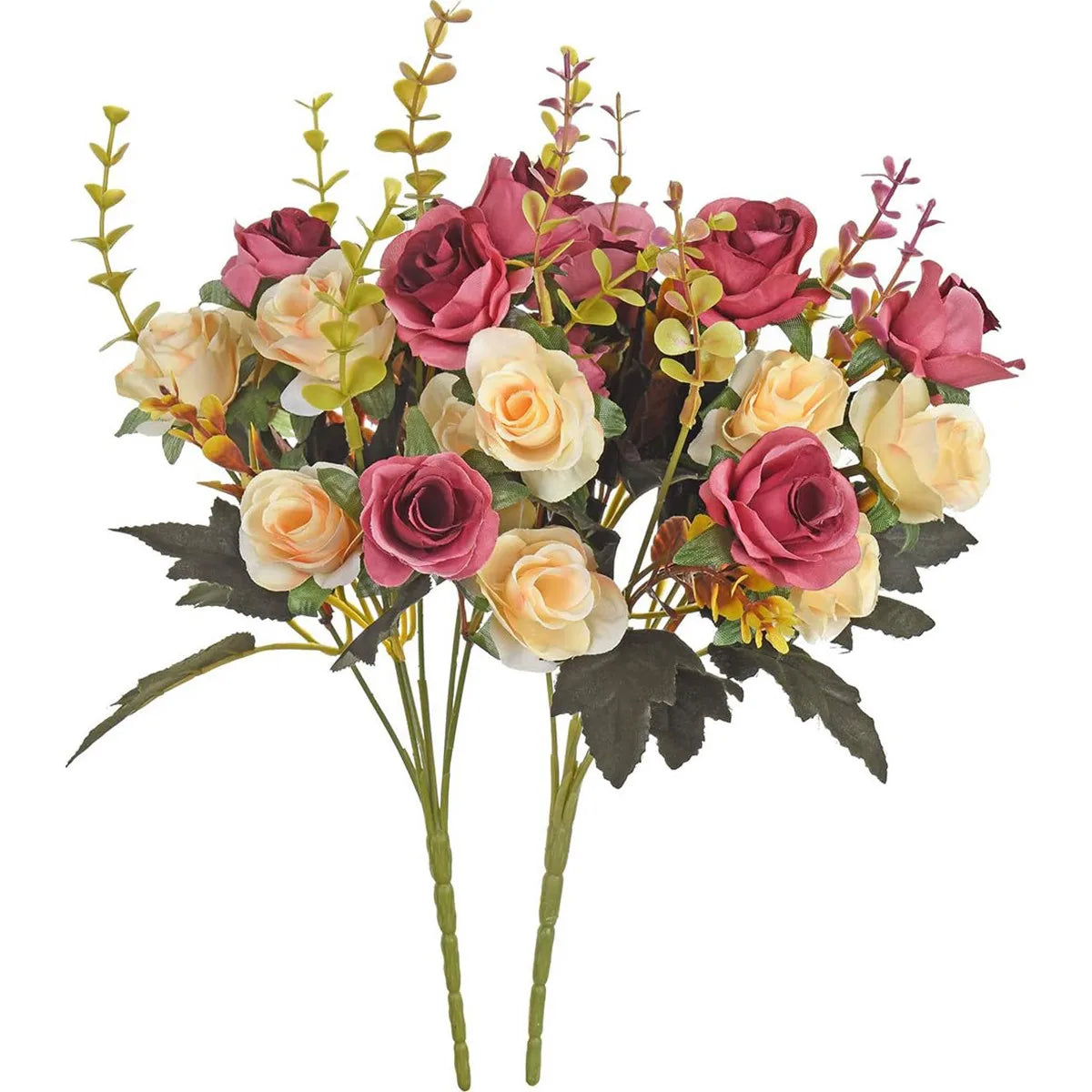 décoration maison bouquet fleurs artificielles rouge crème bleu vert extérieur champêtre