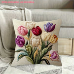 housse coussin décoratif floral tulipes relief coloré zip invisible 45x45cm