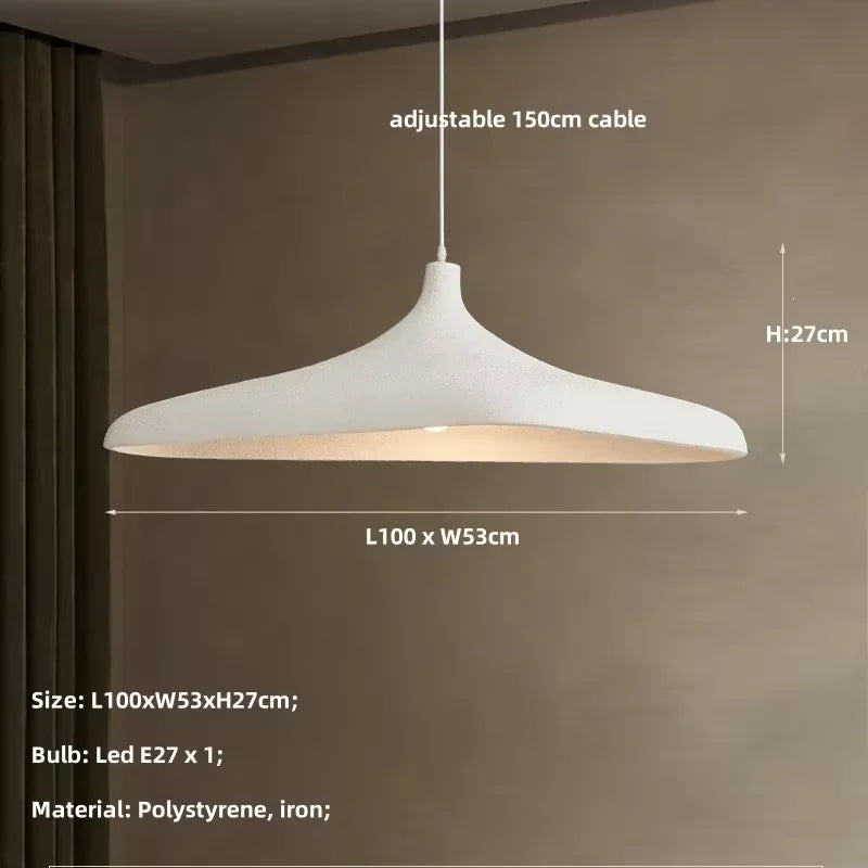 suspension lumineuse moderne câble suspendu ampoule E27 intégrée résine opaque beigeclair chambre salon restaurant