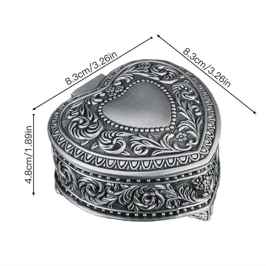 boîte bijoux argentée ornements floraux classique réutilisable rangement bijoux baroque cadenas vintage