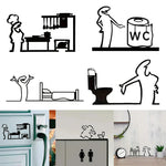 autocollant mural minimaliste noir silhouettes personnages cuisine toilettes abstrait chambre cuisine salle bain
