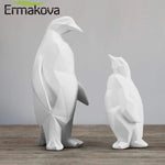 statue résine manchot géométrique blanche moderne décoration maison unique animal