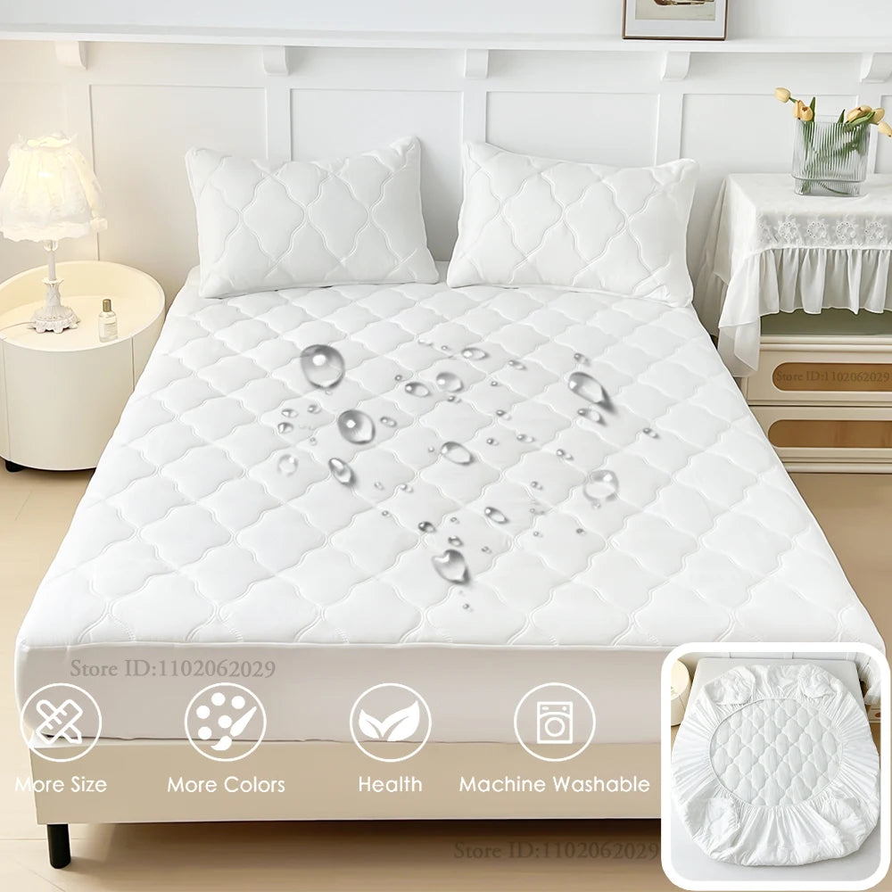 protège matelas imperméable quilté motif géométrique taies d'oreiller lit simple double