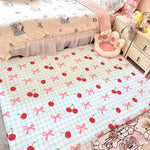 tapis moelleux polyester géométrique moderne fleurs rubans blanc bleu rose noir salon chambreextérieur