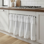 rideau blanc ruché opacité classique tringle 100x45 145x45 145x60 230x45 cuisine farmhouse