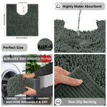tapis salle bain moderne deux textures gris vert antidérapant bouclé rayures minimaliste