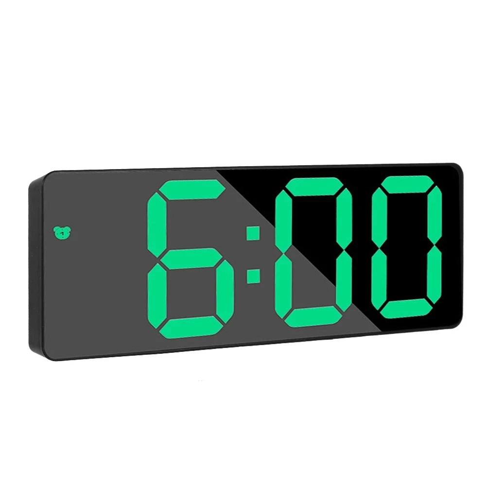 horloge murale numérique moderne LED noir blanc température date alarme télécommande