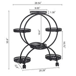support fleurs roulettes robuste moderne noir blanc pot fleuri plante verte ajouré minimaliste