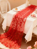 ruban table transparent coeurs rouges chambre mariage fêtes saint valentin décoratif romantique rouge blanc