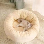 coussin velours doux confortable rond animaux beige marron intérieur hiver étéversible