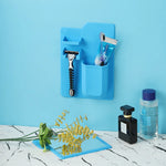 porte accessoires salle bain moderne adhésif brosse dents brosse maquillage rasoir tube dentifrice flacon