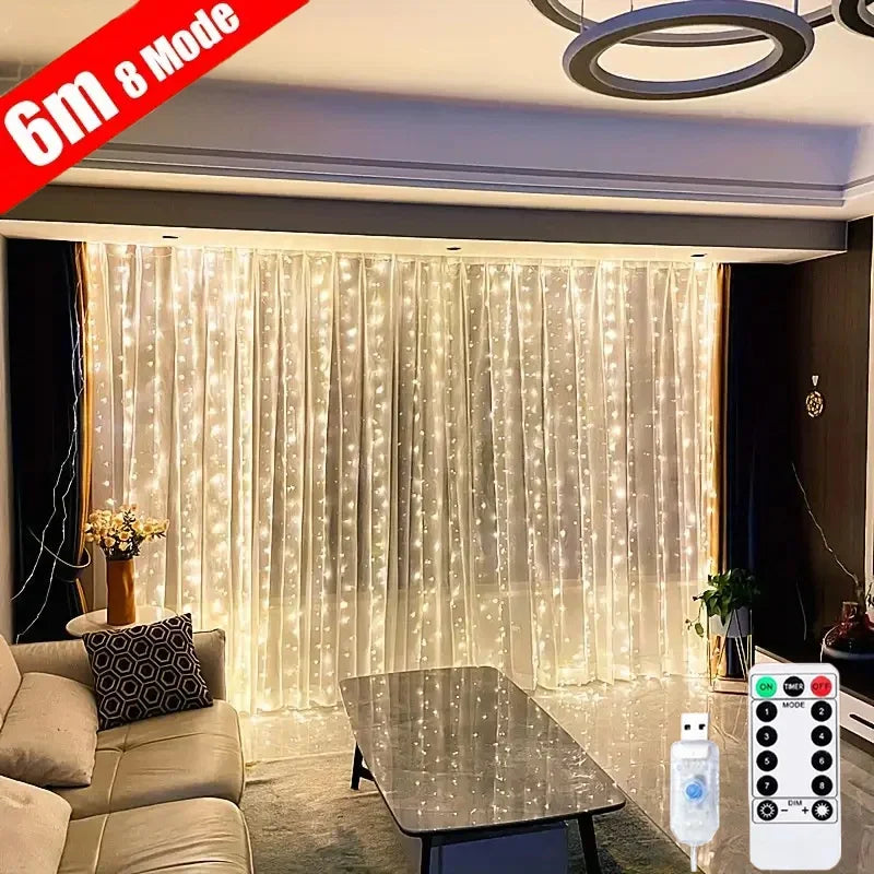 rideau lumineux led décoration mariage noël guirlande lumière usb télécommande intérieur chambre moderne