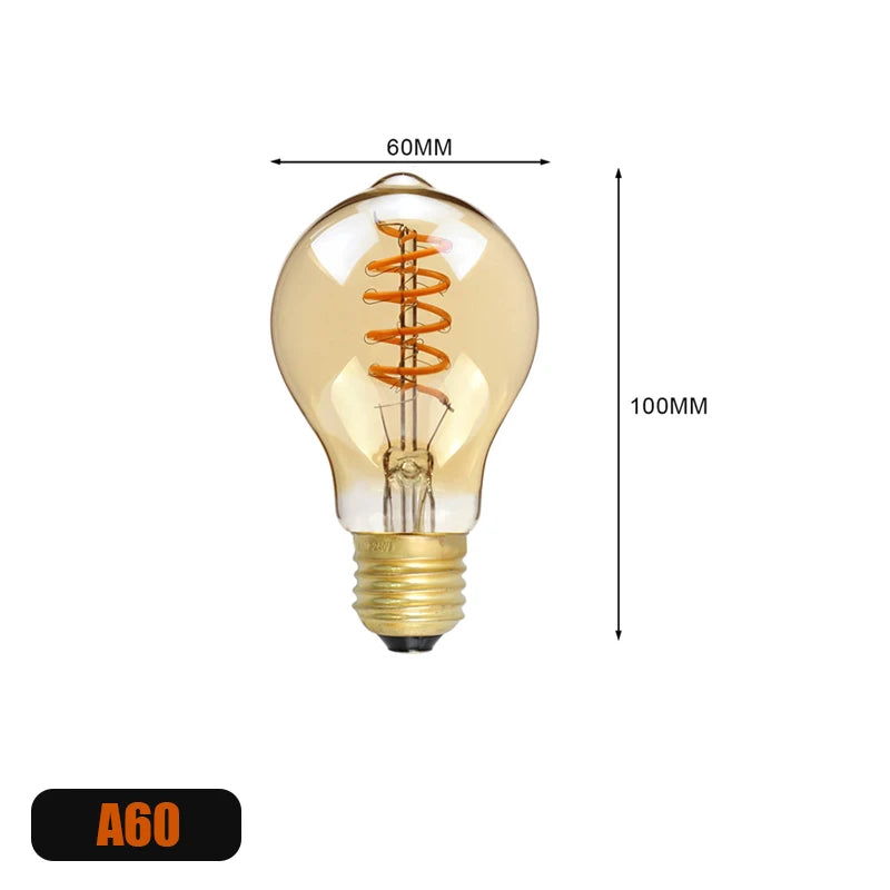 ampoules led spirale dorée vintage écolaire e27 220v 50000h 250 lumens doré translucent