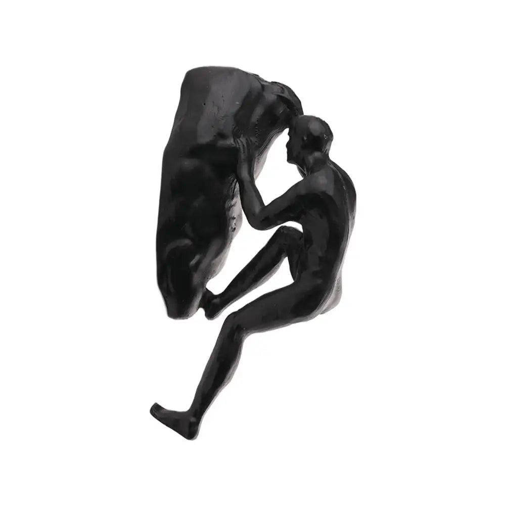 statues escalade homme résine noires texture rugueuse détail anatomique réaliste fixées