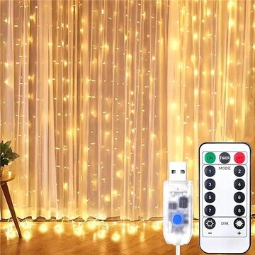 guirlande lumineuse led rideau décoration mariage noël usb télécommande blanc multicolore murale intérieure