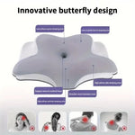 oreiller mousse mémoire forme papillon gris blanc moderne ergonomique doux massage voyage