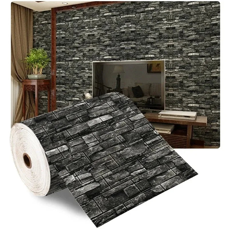papier peint brique imitation adhésif moderne opalescent salon chambre résistant humidité
