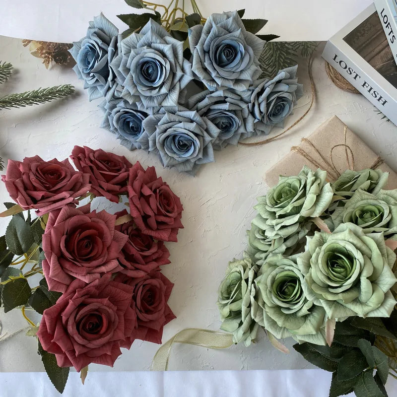 bouquets roses artificielles soie décoration maison anniversaire baby shower intérieur vertes tiges