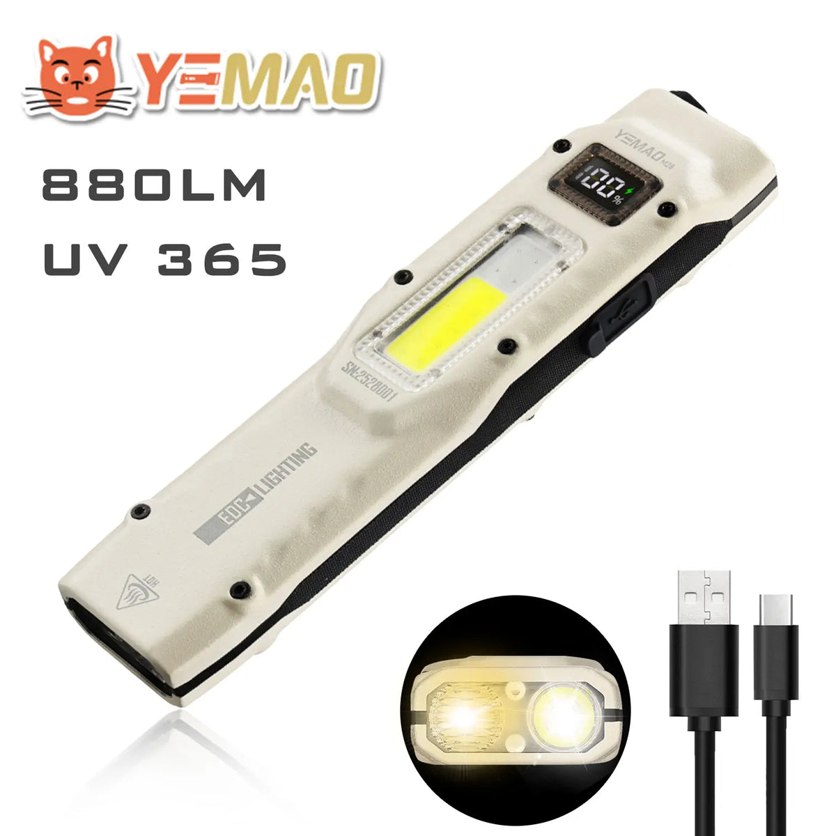 lampe torchon led rechargeable lumen blanc moderne compact clip uv intense