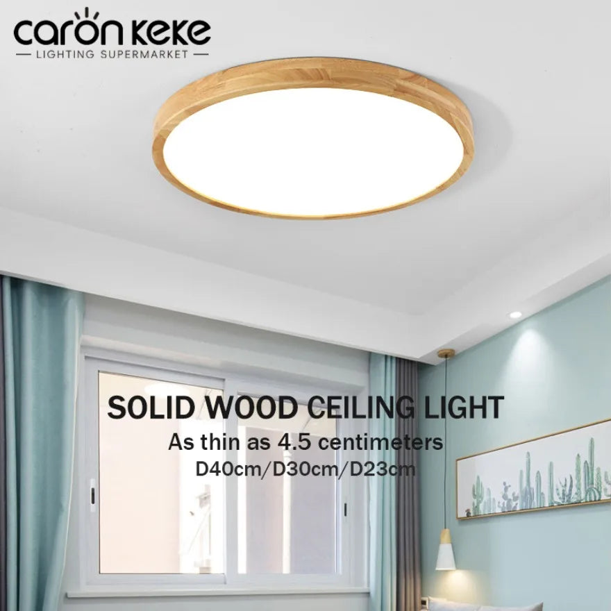 lampe bois naturel grain fin moderne pmma led 6000k 3000k télécommande