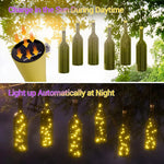 guirlande lumineuse solaire 20 led blanc doré moderne adhésif 2m câble 10 capuchons bouteille