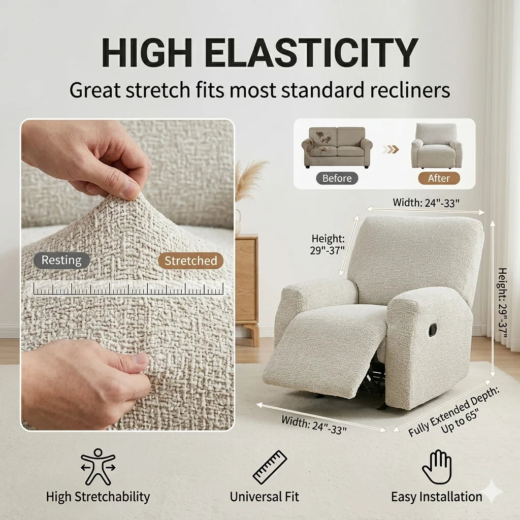 housse fauteuil inclinable extensible chenille beige clair protection canapé moderne lavable