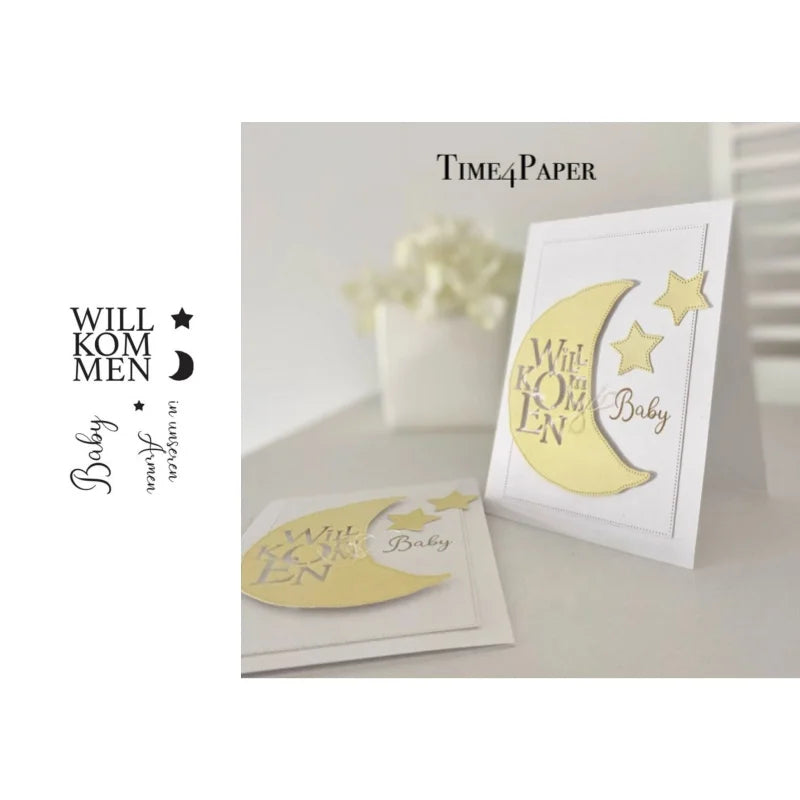 matrices découpe tampons scrapbooking carte postale ruban coeurs points carreaux bleu clair blanc artisanal