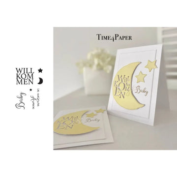 matrices découpe tampons scrapbooking carte postale ruban coeurs points carreaux bleu clair blanc artisanal