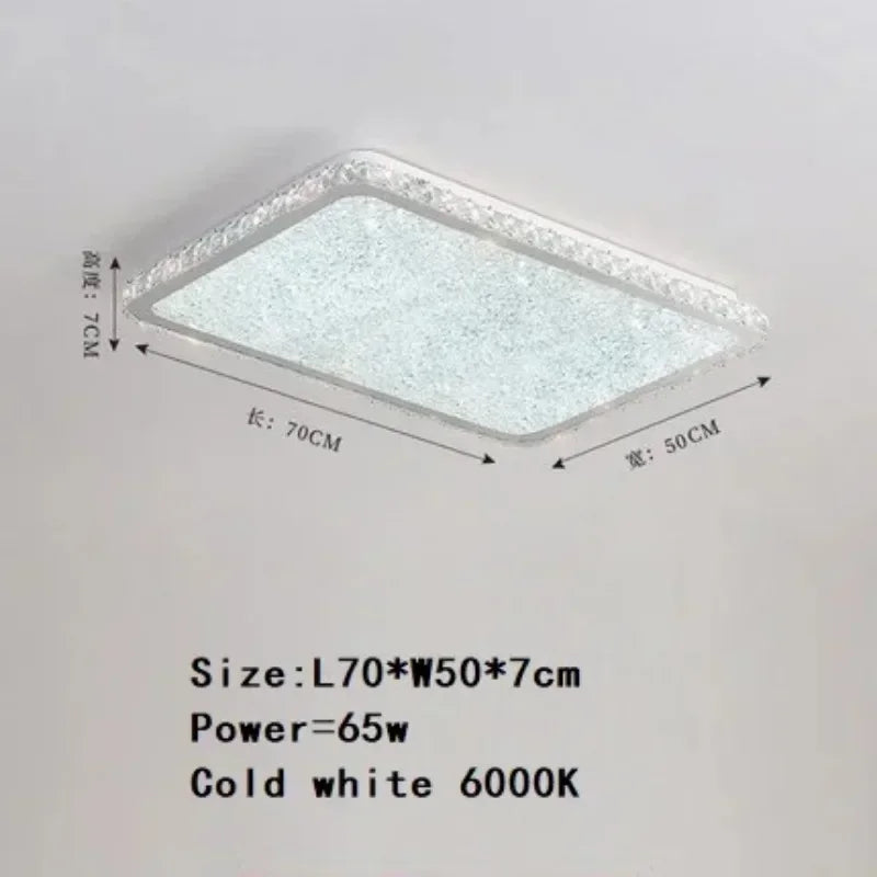 plafonnier led moderne cristaux brillants blanc doré élégant télécommande grande taille verre