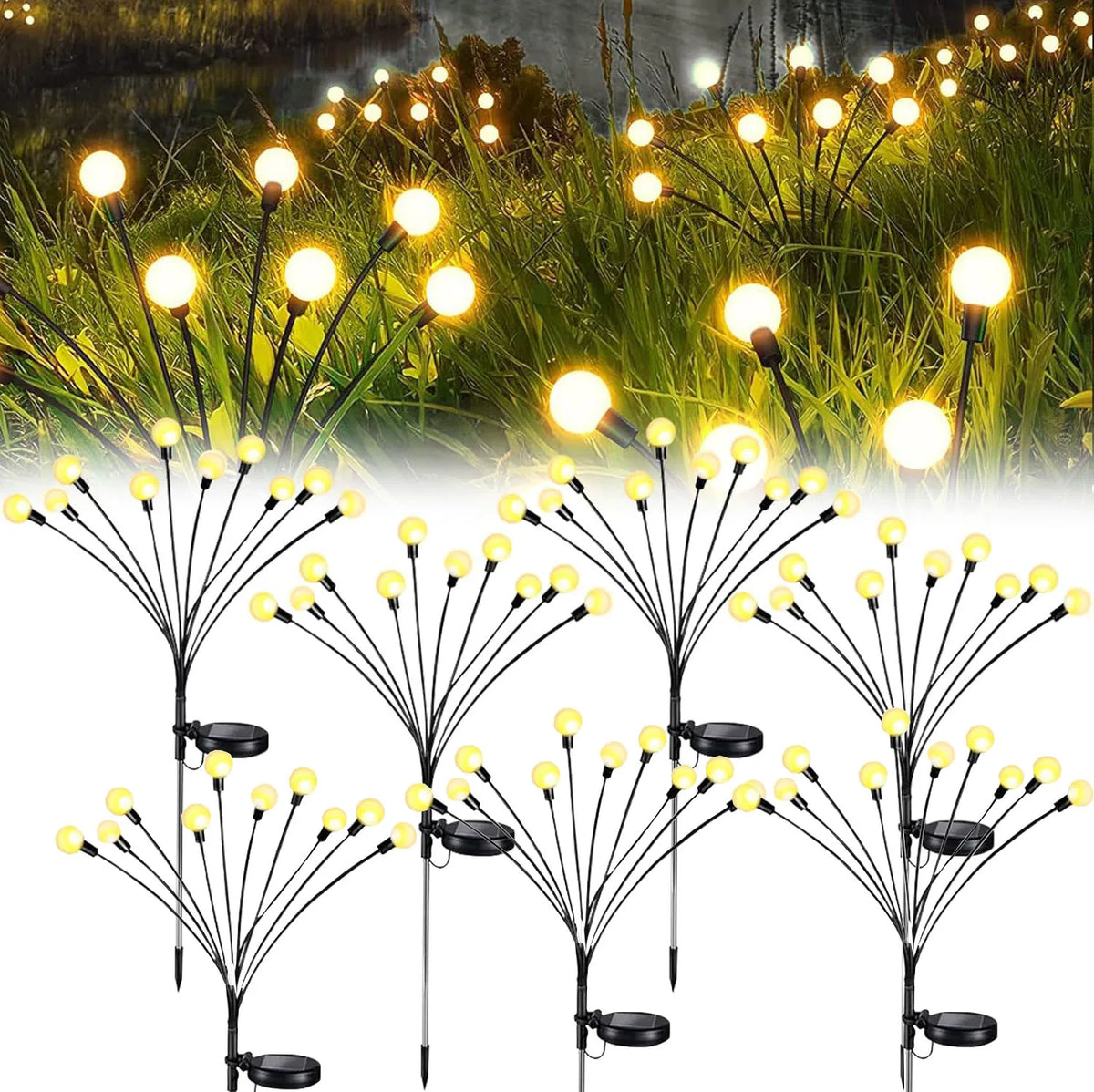 lumière solaire led moderne oscillante extérieure étanche multicolore filaments flexibles jardin