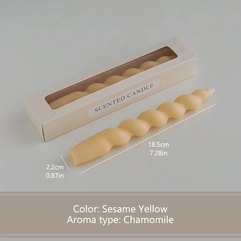 bougies parfumées vert pastel jaune rose blanches twistées moderne support nœud anniversaire décoration maison