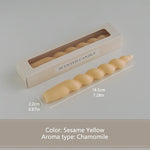 bougies parfumées vert pastel jaune rose blanches twistées moderne support nœud anniversaire décoration maison