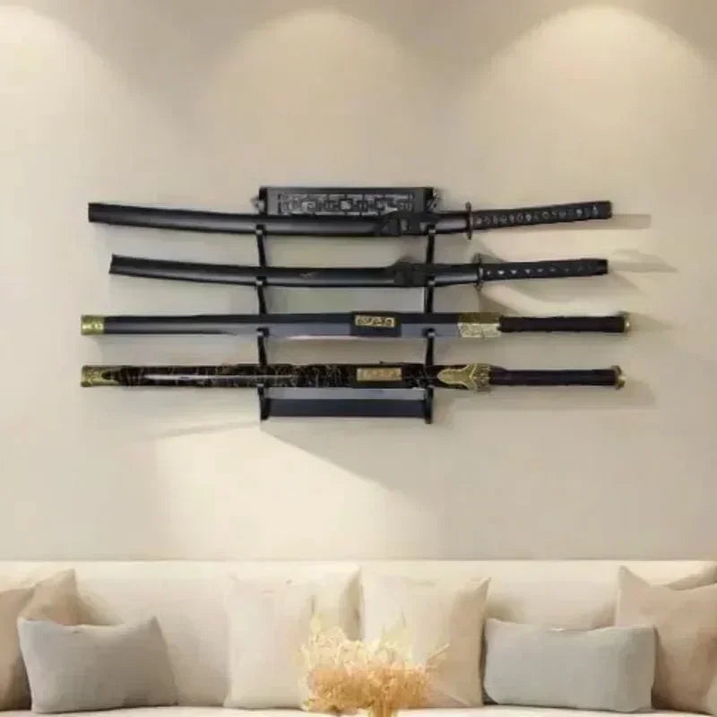 présentoir épées katana bois murales niveaux display sabres samouraï classic
