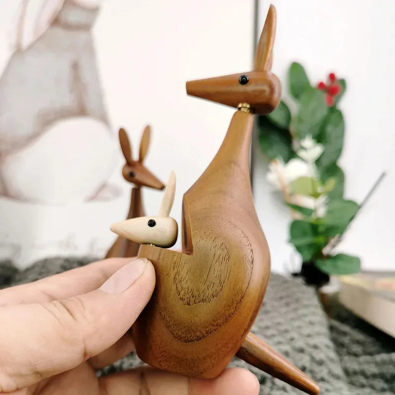 décoration murale statuette kangourou bois naturel moderne minimaliste mur opaque écolo artisanal chambre adulte