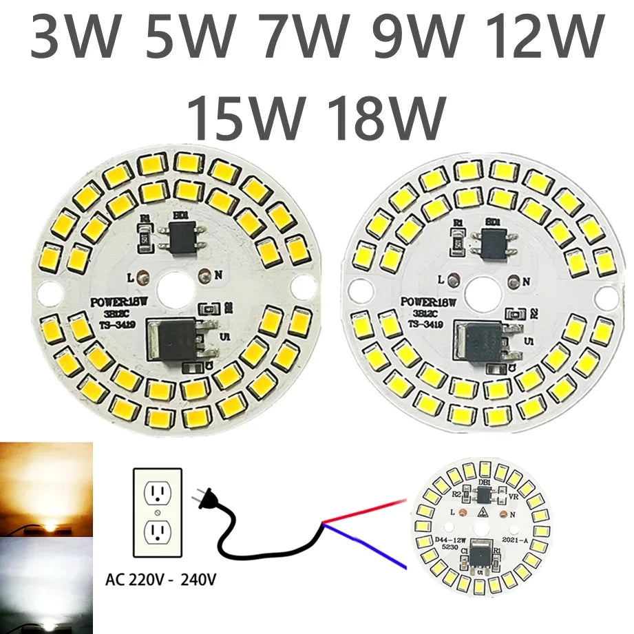 ampoule led 3w 5w 7w 9w 12w 15w 18w blanc blanc chaud e27 smd2835