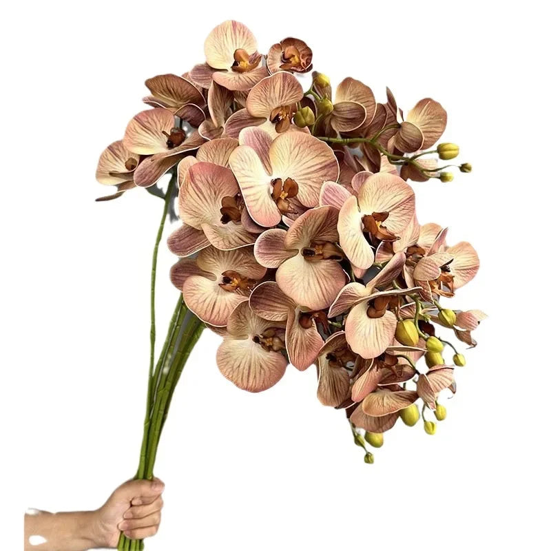 Bouquet artificiel orchidée papillon rose beige moderne décoration intérieure élégante faux fleurs vase