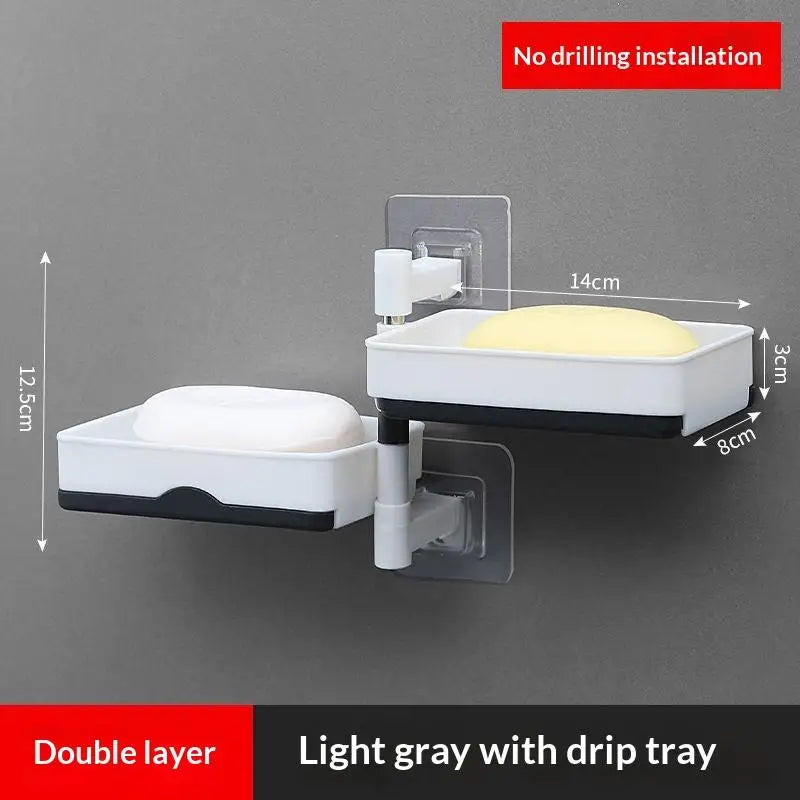support mural adhésif blanc gris moderne plateau savon distributeur liquide pot brosses conteneur cosmétiques