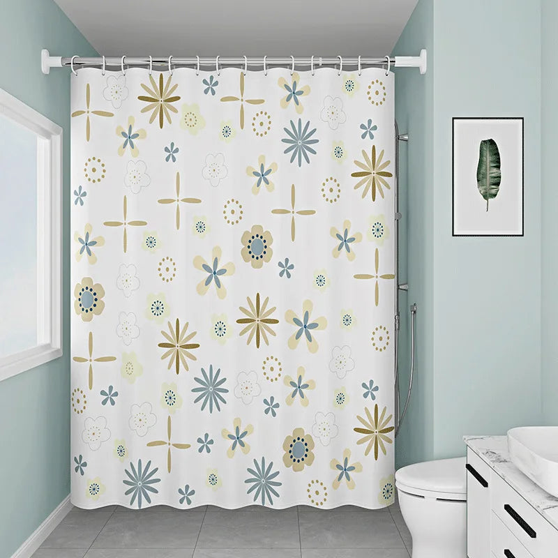 rideau douche fleuré moderne imperméable blanc lavable machine anneaux suspension