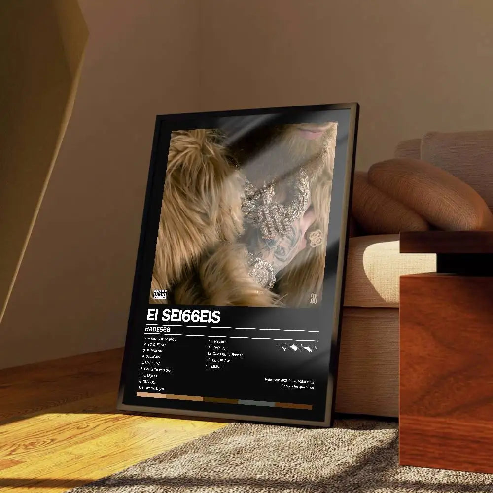 affiche moderne chien tatouages noir blanc beige décoration murale maison cadres bois