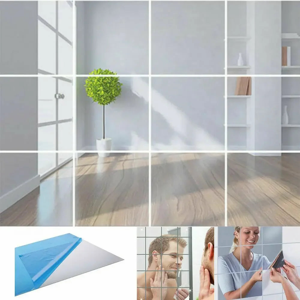 miroirs autocollants bleu blanc modernes adhésifs 15cm 15cm pack 10