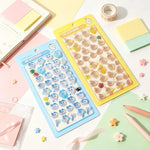 sticker 3d kawaii dessins animés chats lapins adhésif collection bleu rose jaune blanc